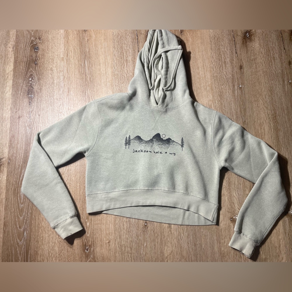 Women's Beige Hoodie with Mountain Design